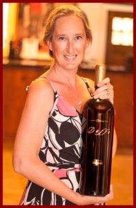 Gayla Johnston with Doffo Private Reserve Cabernet Sauvignon