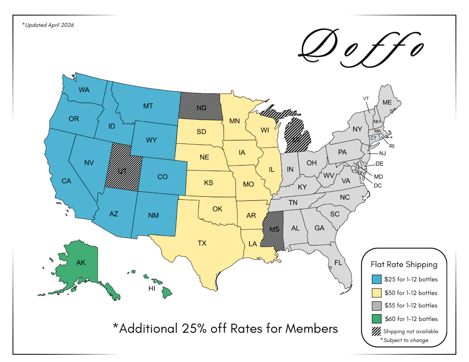 Great Rates Flat Rate Shipping FAQ's - Doffo Winery